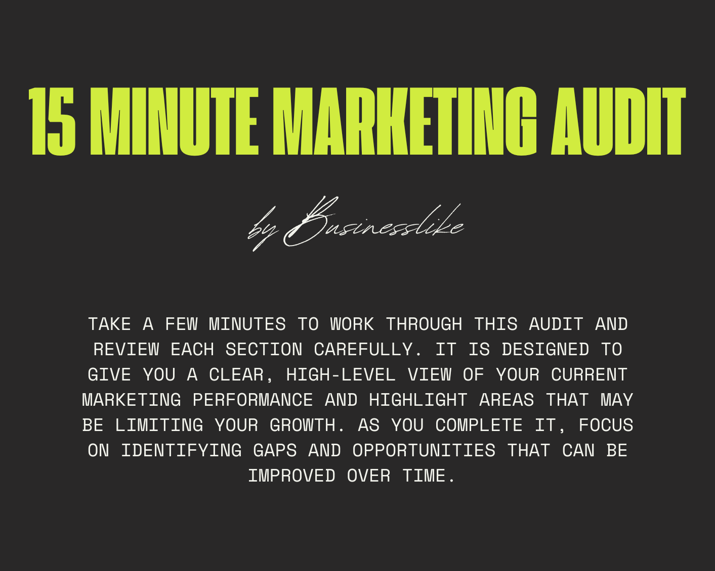 businesslike 15 minutes marketing audit